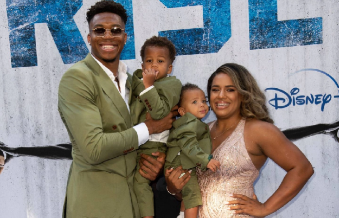 Giannis Antetokounmpo, his two kids and baby mama