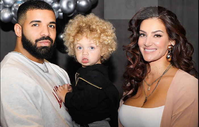 Sophie Brussaux, Drake, and their son Adonis Graham