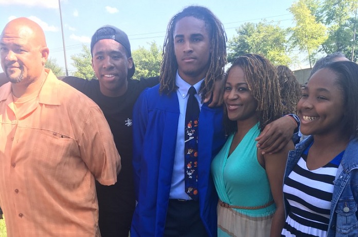 Jalen Hurts with his parents and siblings