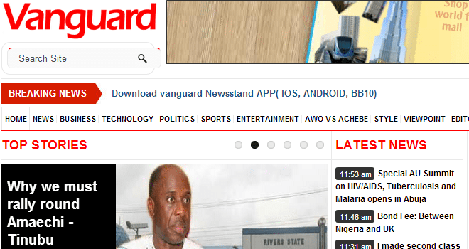 Vanguard-Newspapers - most visited websites in nigeria