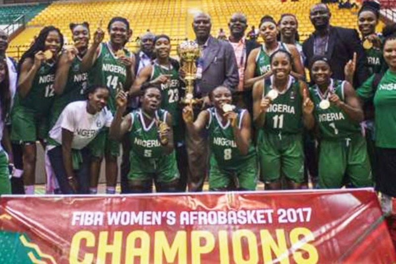 Image result for Buhari rewards 2017 Afrobasket champions, D'Tigress