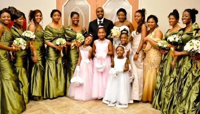 Ini Edo and Philip walks down the aisle