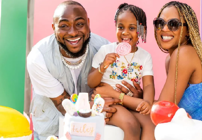 Amand and Davido with their daughter, Hailey